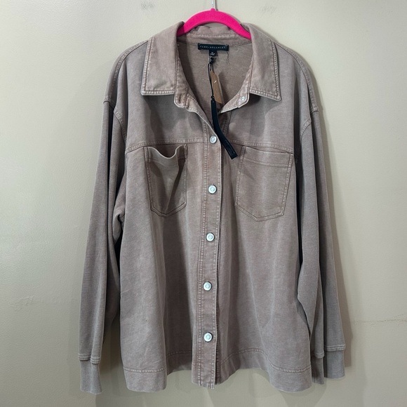 Jane Delancey Women's Plus 3X Brown Knit Button Down Shirt Jacket Top New - Picture 1 of 7